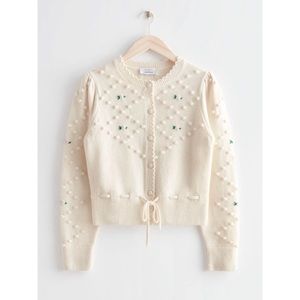 & Other Stories Rose Embroidery Knit Cardigan